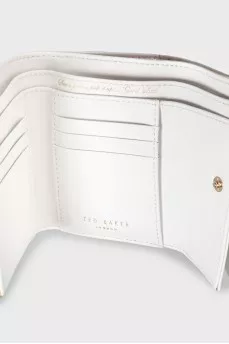 White leather wallet with floral print