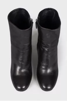 Black leather ankle boots
