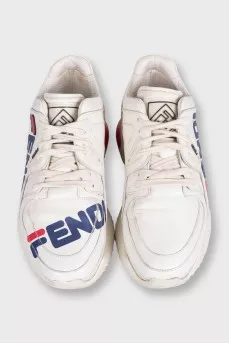 Кожаные кроссовки by Fendi x Fila