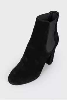 Suede booties with rubber inserts