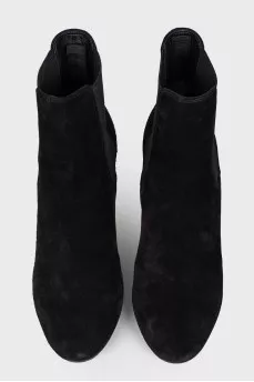 Suede booties with rubber inserts