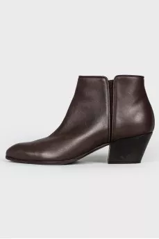 Brown leather ankle boots