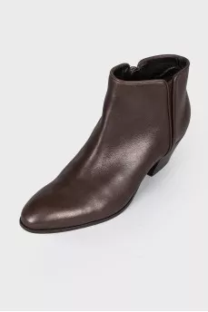 Brown leather ankle boots