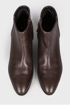 Brown leather ankle boots