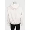 Men's white hoodie with print and patch pocket