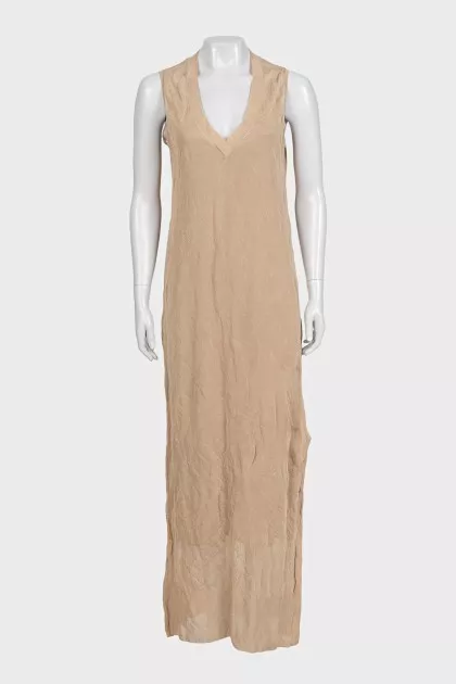 Beige sheer maxi dress