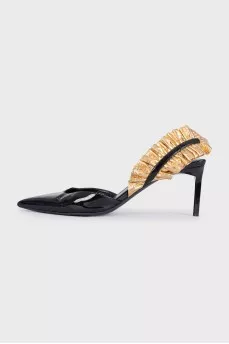 Leather slingbacks with embellishments on the back