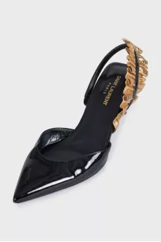 Leather slingbacks with embellishments on the back