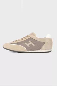 Male brown sneakers from suede