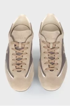 Male brown sneakers from suede