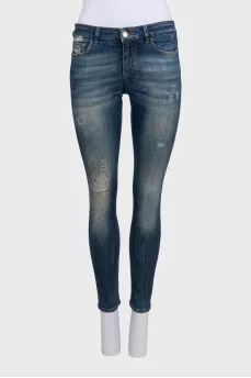 Джинси skinny fit з ефектом потертості
