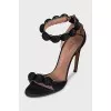 Sandals with volumetric suede decor