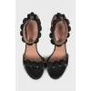 Sandals with volumetric suede decor