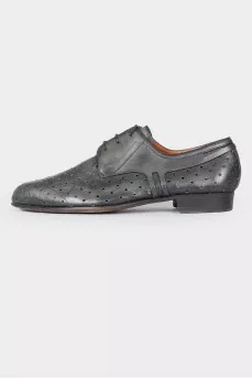 Men's dark green leather shoes