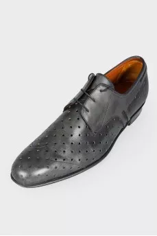 Men's dark green leather shoes