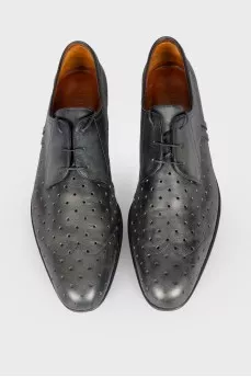 Men's dark green leather shoes