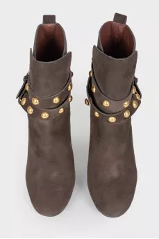 Brown suede heeled boots