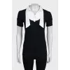 Black T-shirt with a white collar