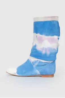 Suede tie-dye print boots