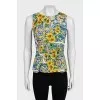 Yellow floral print blouse