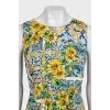 Yellow floral print blouse