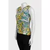 Yellow floral print blouse