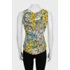Yellow floral print blouse