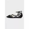 Black suede flat sandals