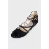 Black suede flat sandals