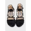 Black suede flat sandals