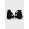 Black suede flat sandals