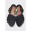 Black suede flat sandals