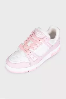 Кожаные розовые кроссовки LV Trainer