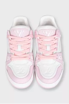 Кожаные розовые кроссовки LV Trainer