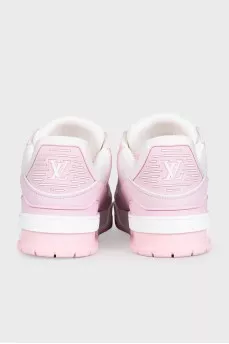 Кожаные розовые кроссовки LV Trainer