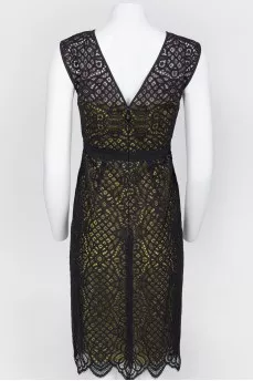 Black lace dress with yellow lining