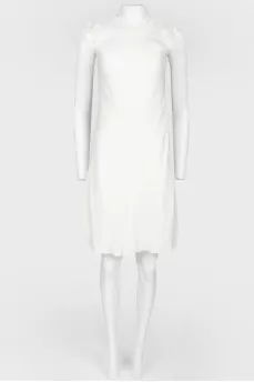 White fabric flower inserts dress