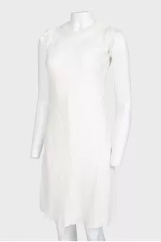 White fabric flower inserts dress