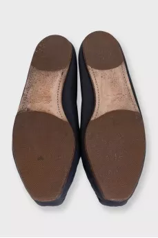 Мокасины из кожи синего цвета