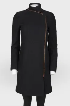 Black wool zipper coat