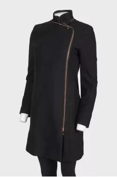 Black wool zipper coat