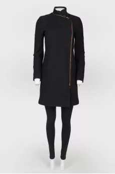 Black wool zipper coat