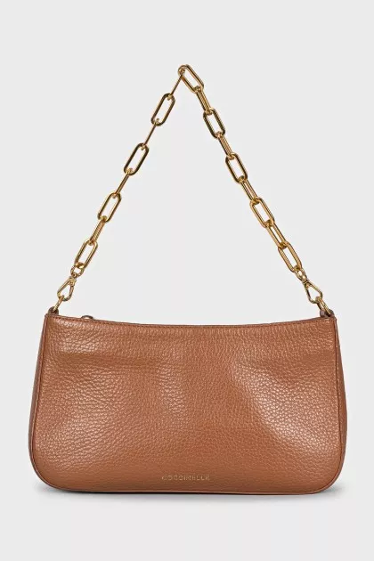 Brown leather shoulder bag