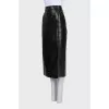 Leather midi skirt with cutout