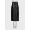 Leather midi skirt with cutout