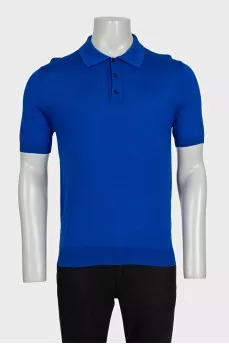 Men's blue polo shirt with a slim fit