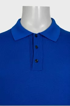 Men's blue polo shirt with a slim fit