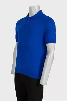 Men's blue polo shirt with a slim fit