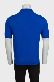 Men's blue polo shirt with a slim fit