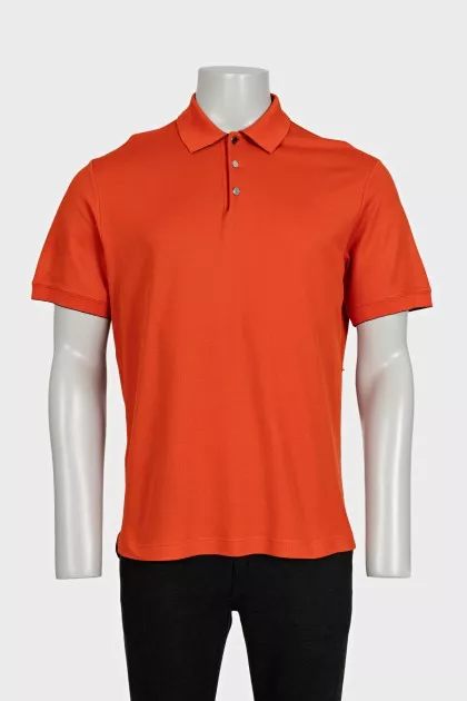 Men's orange polo shirt with buttons